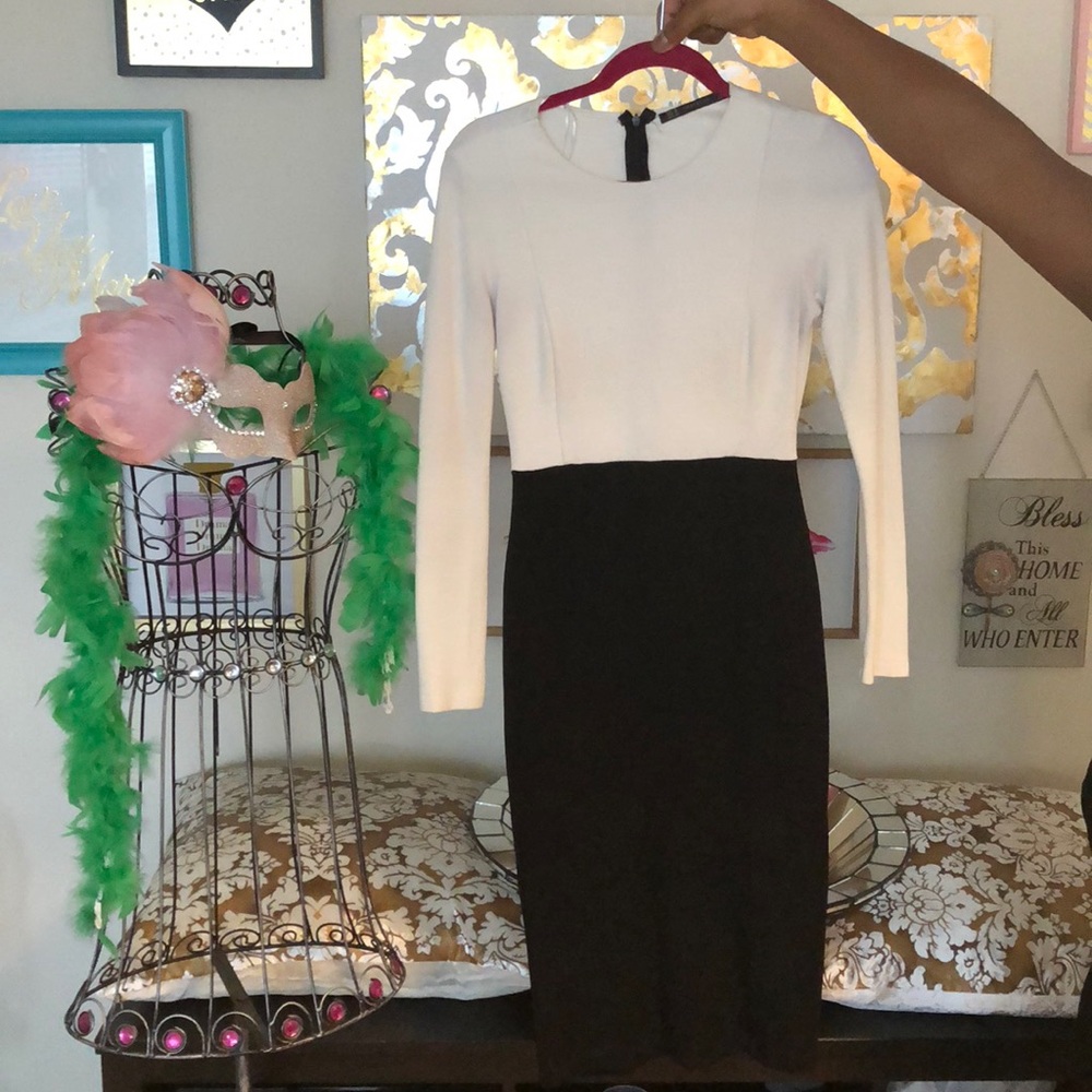 Zara Black and White Midi Dress